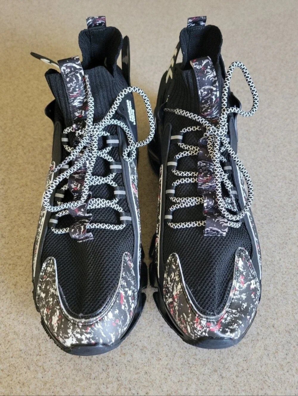 Reuluton Beansfrom Breking Blades Futuristic Looking Sneakers Black Grafiti